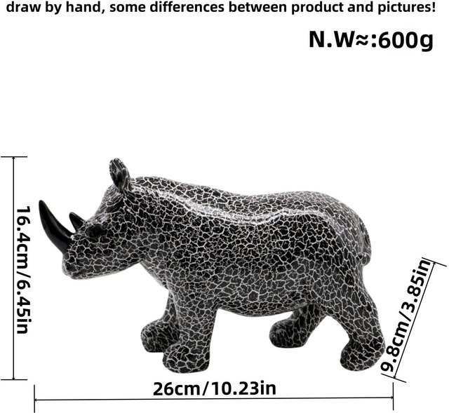 Yiran Furniture Nashorn Ornament aus Harz in Bunt und Grau für Wohnzimmer und Büro - Bild 1