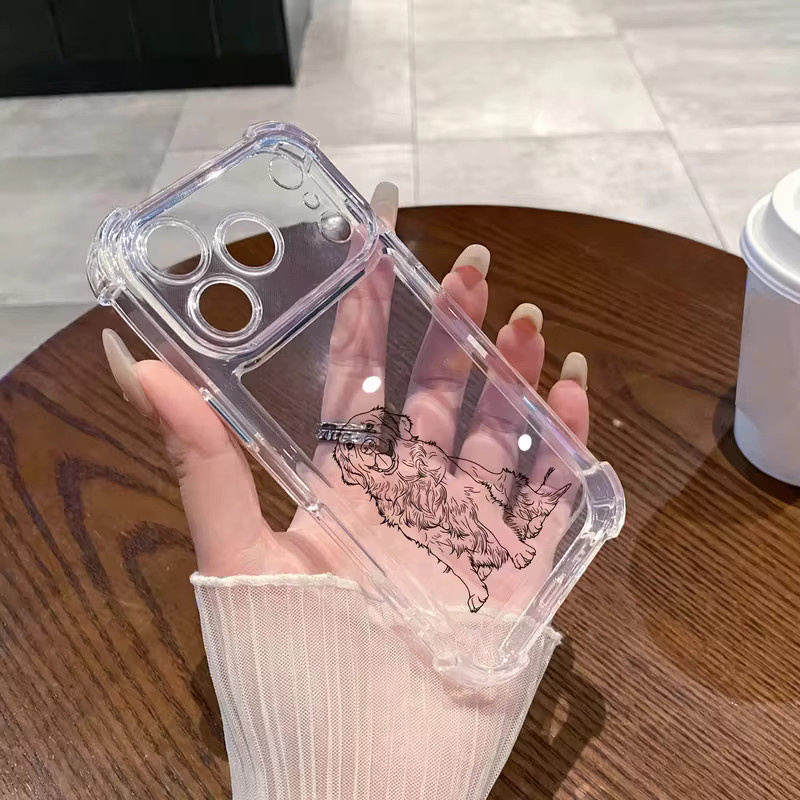 Personalisierte Foto-Skizzen-Linien Handyhülle mit vierseitigem Fallschutz für Apple iPhone 11 bis 17 Pro Max und Air, transparent - Bild 1