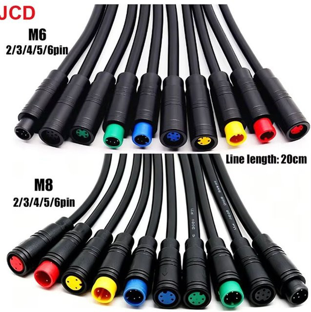 JCD Wasserdichter Elektro-Ebike-Steckverbinder Set mit Stecker und Buchse in Schwarz für Kabel und Signalsensoren (M6 M8 2/3/4/5/6-Pin) - Bild 1