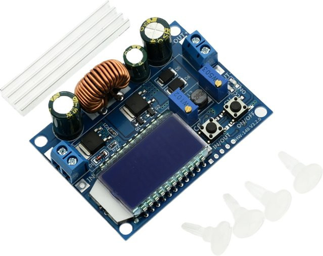 SZFYDOSH DC-DC Buck Boost Converter Modul Blau, Einstellbarer Step Up Down Spannungsregler 5,5-30V zu 0,5-30V mit LCD Digital Voltmeter, 4A 35W - Bild 1