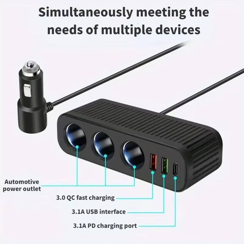 120 W 4-in-1 USB-Autoladegerät mit USB-C und USB-A Schnelllade-Netzteil für das Auto, Schwarz - Bild 2