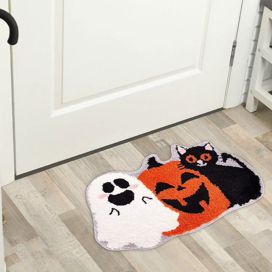 VIKAMA Halloween Horror Kätzchen Teppich, rutschfest und saugfähig, Mehrfarbig, B/T: 60 x 40 cm - Bild 2