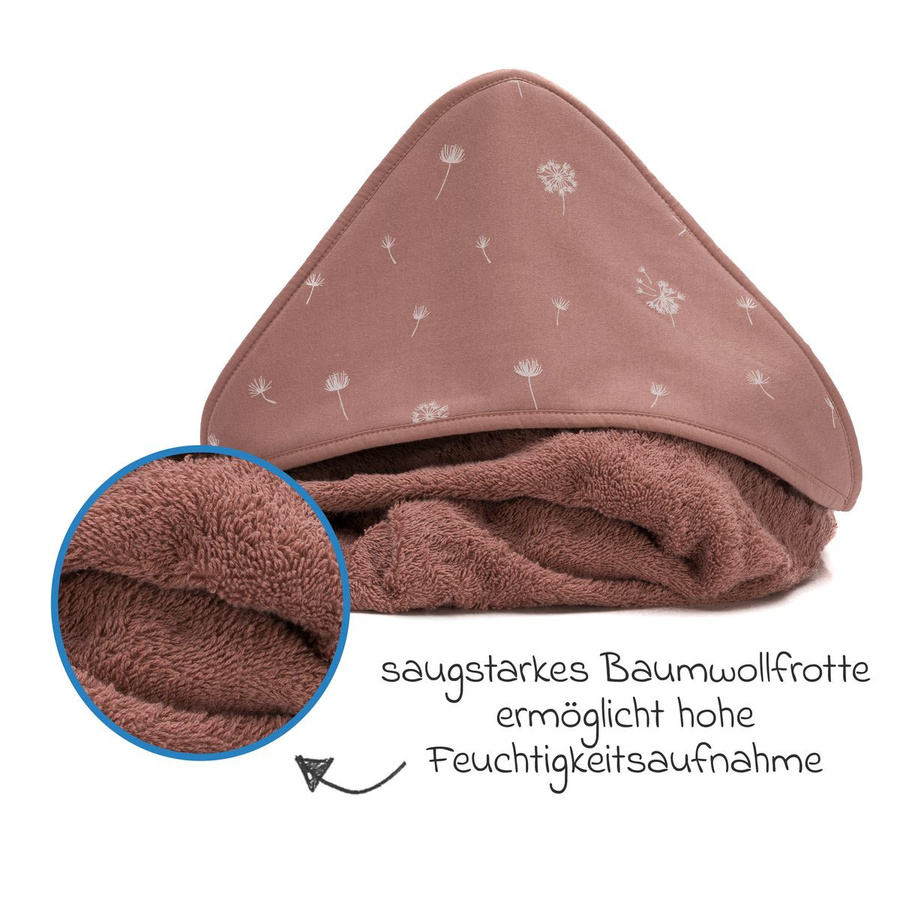 Fillikid 2-teiliges Kapuzenbadetuch-Set mit Waschhandschuh Pusteblume Rosa, Baumwolle, B/H: 100 x 100 cm - Bild 3