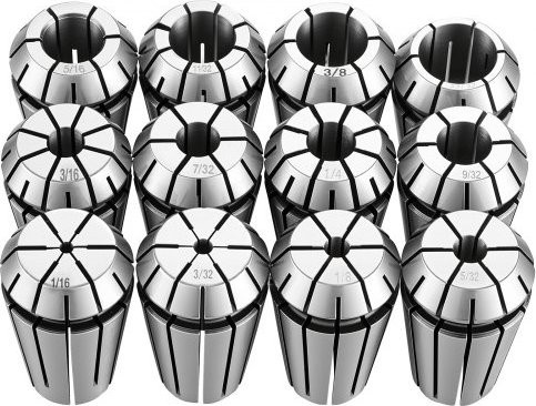 VEVOR ER16 Collet Set aus legiertem Stahl, 12-teiliges Spannzangen-Set für CNC-Fräsmaschinen und Bohrmaschinen, 1/16"-13/32", Farbe Silber - Bild 1