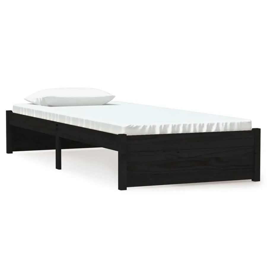 vidaXL Massivholzbett aus Kiefer in Schwarz, Small Single, B/T/H: 75 x 195,5 x 80,5 cm - Bild 2