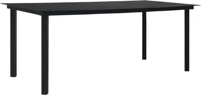 vidaXL Garten-Esstisch modern aus Stahl und Glas in Schwarz, B/T/H: 190 x 90 x 74 cm - Bild 1