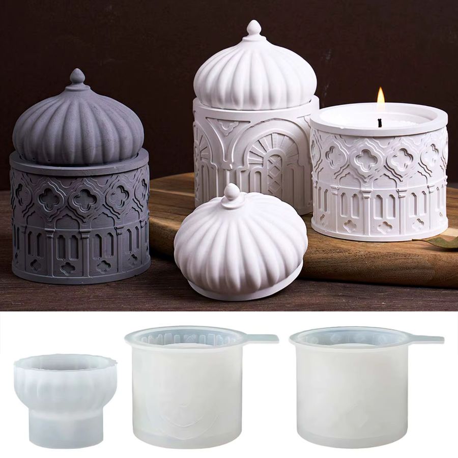 UDOCOOL Silikonform für DIY Kerzen und Beton Blumentöpfe im islamischen Stil mit Deckel - Bild 3