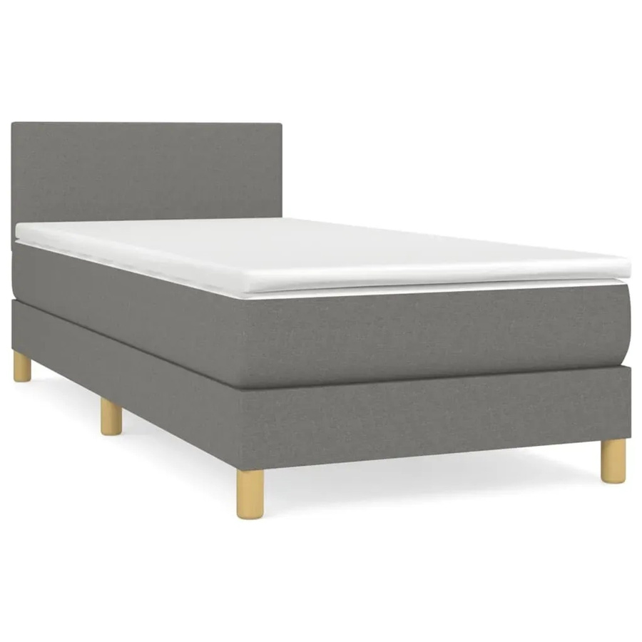 vidaXL Boxspringbett Hybrid mit Matratze und Taschenfedern, Dunkelgrau, B/T/H: 100 x 200 cm - Bild 2
