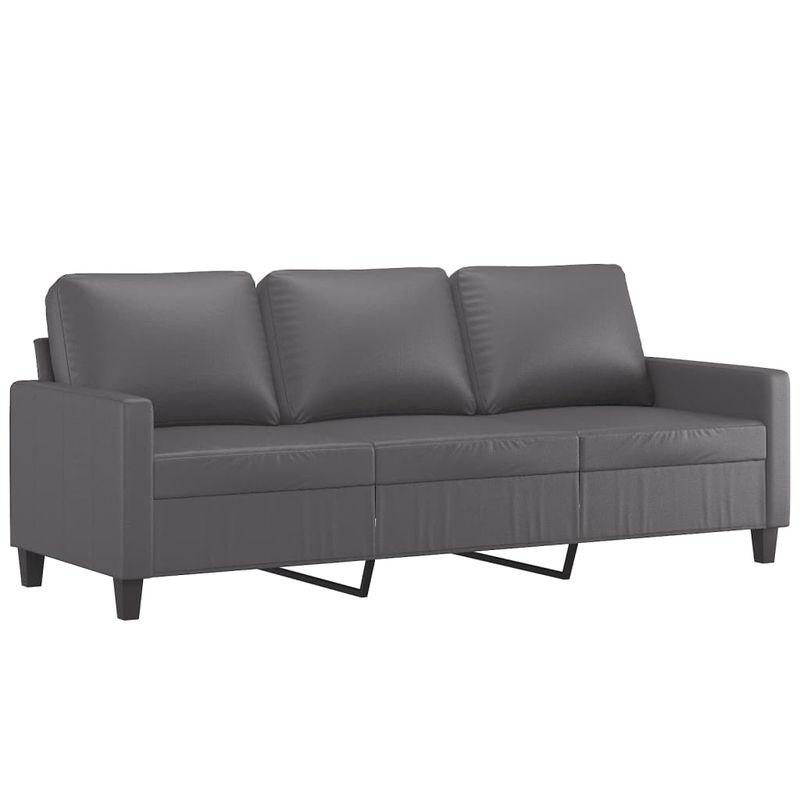 Vidaxl 3-Sitzer Sofa-Set mit Kissen in Grau aus Kunstleder im modernen Design - Bild 2