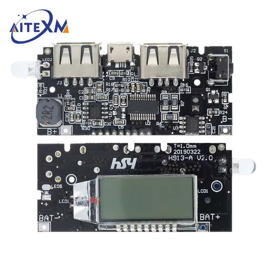 YANXD Dual USB 18650 Batterie Ladegerät PCB Power Modul mit LED LCD Display für Mobile Power Bank Zubehör, Schwarz - Bild 3