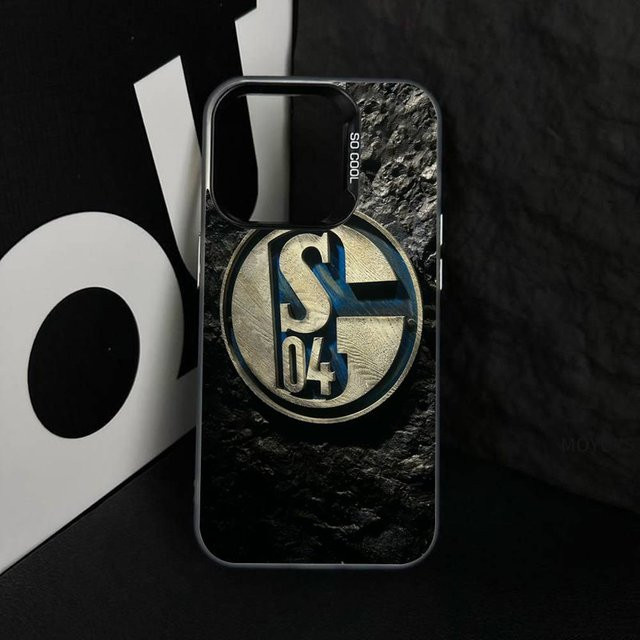 Schalke 04 Handyhülle in Silber für iPhone 17 16 15 14 13 12 11 Pro Max Plus X Xs XR als mattierte Hartschale - Bild 1