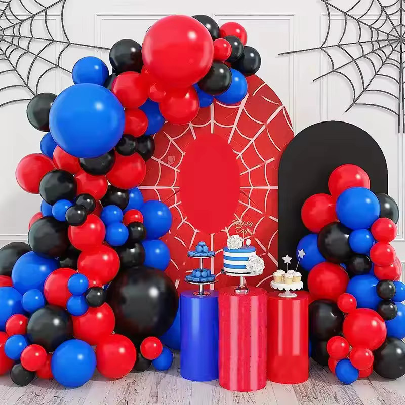 YAYB Ballon Bogen Set mit 95 Stück aus Latex in Rot, Blau und Schwarz für Geburtstag und Baby Shower Dekoration - Bild 3