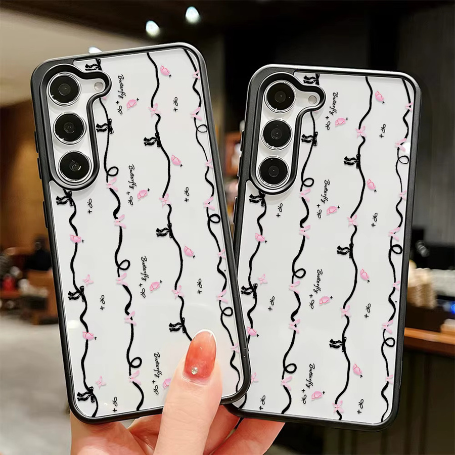 Stoßfeste Handyhülle mit rosa Schleife für Samsung Galaxy Modelle, transparent - Bild 2