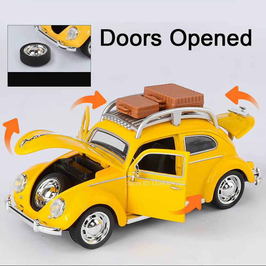 MAKEDA Käfer 1955 GSR, Modell Spielzeug, 1:32, Metall, mit Licht und Sound - Bild 2
