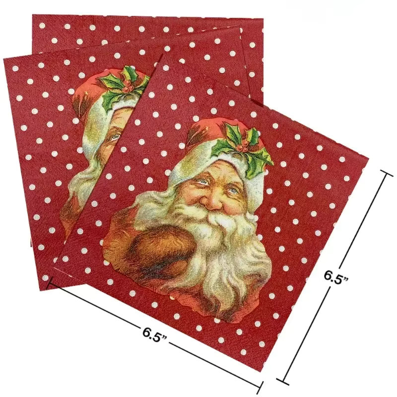 GUANYAO Weihnachtsservietten Set mit Wintermotiv, 20 Stück, Rot, B/B: 33 x 33 cm - Bild 2
