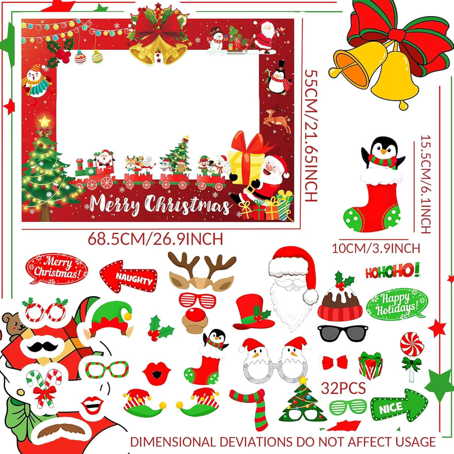 LaVenty Weihnachtsfeier Spielzubehör Set mit 33 Stück Fotokabinen-Requisiten und Selfie-Requisiten in Multicolour - Bild 3