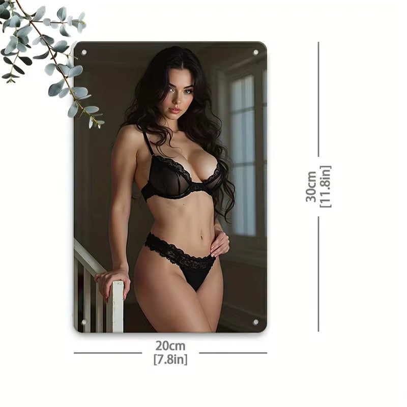 Retro Metall Wandkunstschild CIFBUY mit Bikini-Frau Motiv, Mehrfarbig, B: 30 cm, H: 20 cm - Bild 3