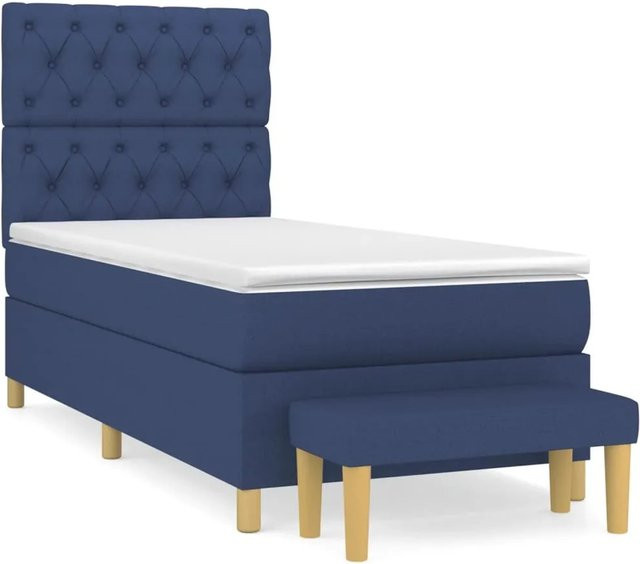vidaXL Boxspringbett mit Matratze in Blau, Hybridbett mit Taschenfederkern, B/T: 80 x 200 cm - Bild 1