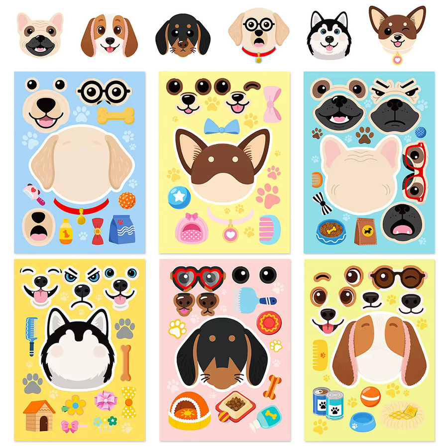 Charile Hunde Puzzle Aufkleber, Bunt, 6-teiliges Set - Bild 2