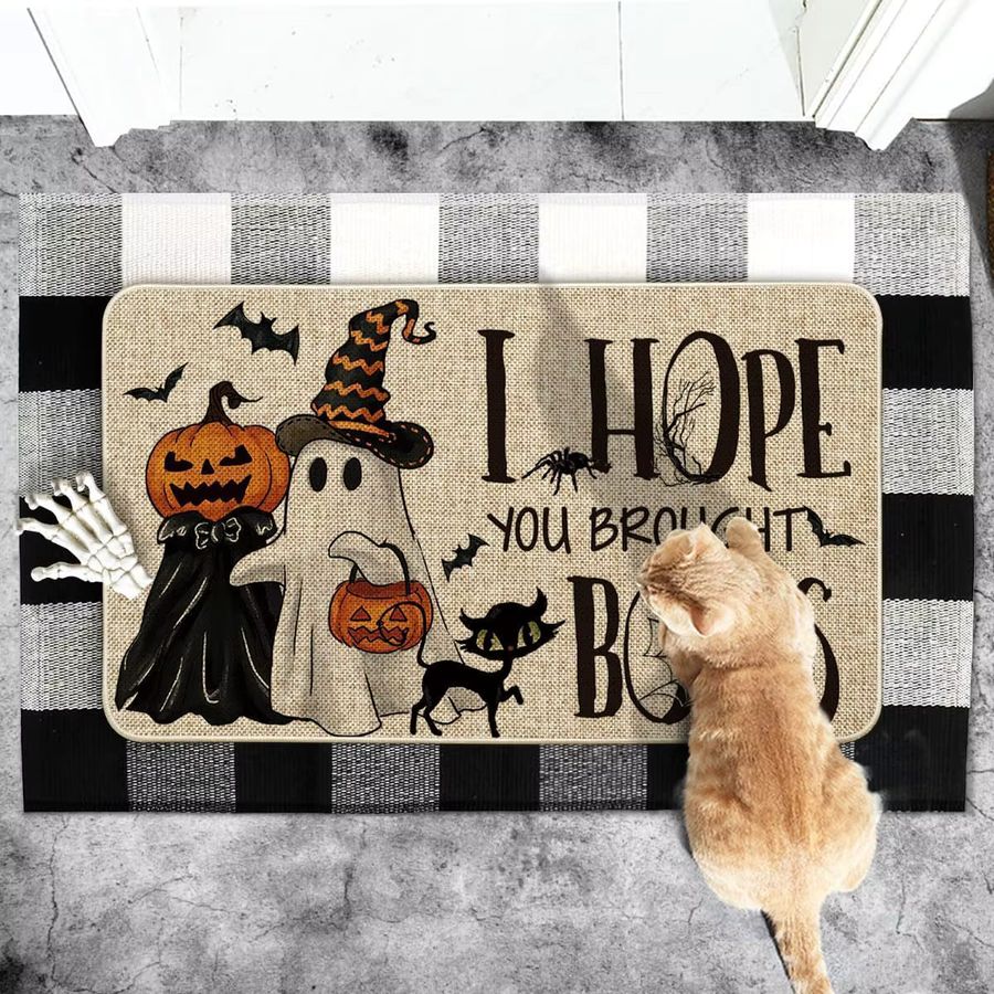 VIKAMA Halloween Bodenmatte Geisterkürbis rutschfester Teppich Multicolor - Bild 3