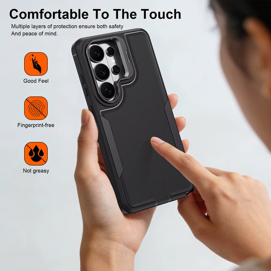 Robuste Hybrid-Schutzhülle für Samsung Galaxy S26 Ultra S26+ S25 S24 FE Plus Ultra mit Legierungs-Linsenhalter und Sturzschutz in Schwarz oder Lila - Bild 2