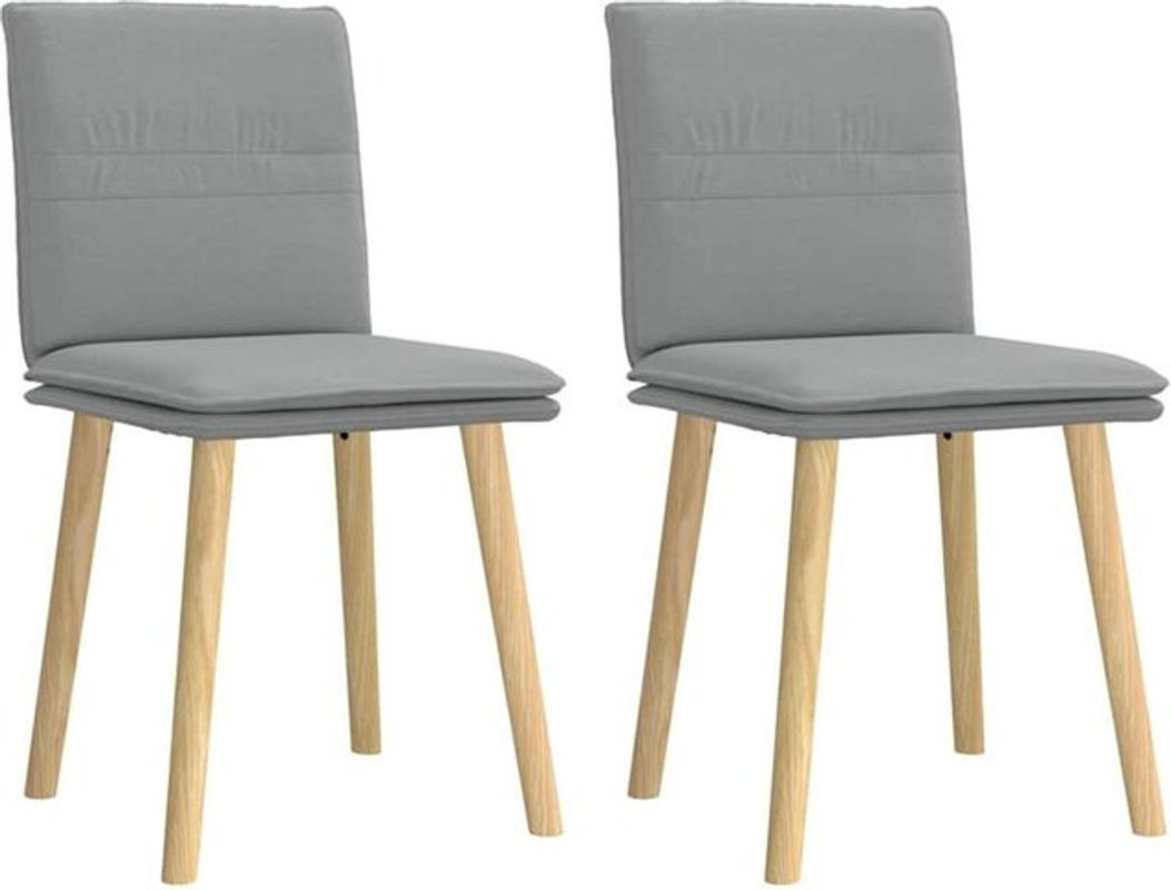 2er Set Polsterstühle im skandinavischen Design von vidaxl aus Massivholz und grauem Stoff - Bild 1