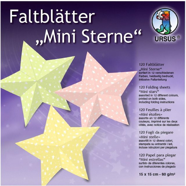 URSUS Faltblätter Mini-Sterne in Multicolour mit Pastellfarben - Bild 1