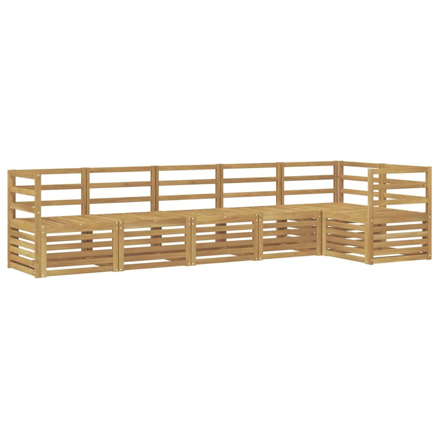 vidaXL Outdoor-Sofagarnitur 6-teilig in Weiß aus Akazienholz mit L-Form und Polstern, B/T/H: 304 x 126,5 x 73 cm - Bild 2