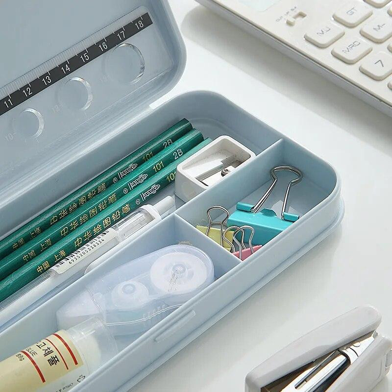 NATAWA Bleistiftetui aus Kunststoff in Blau, mattes und transparentes Design im Kawaii-Stil für die Schule - Bild 2