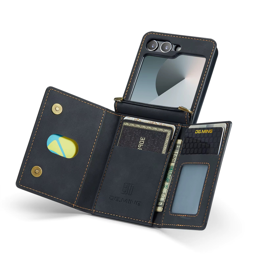 Stoßfeste Brieftaschenhülle für Samsung Galaxy Z Flip 7 6 5 4 3 7FE mit Leder-Kartenhalter in Schwarz - Bild 2
