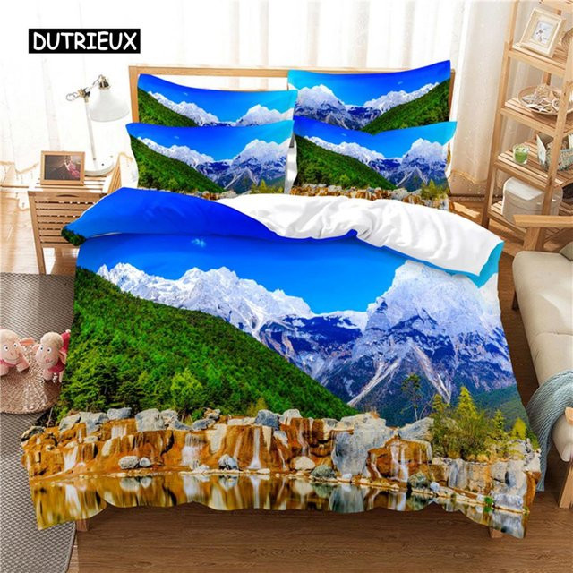 Bettwäsche-Set mit Landschafts-Digitaldruck von Binchi Outdoor Product, Mehrfarbig, B/H: 135 x 200 cm - Bild 1