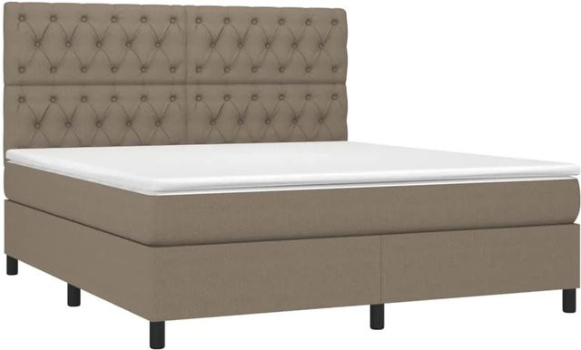 vidaXL Boxspringbett mit Matratze in Beige, Hybrid-Bett mit LED-Unterbettbeleuchtung und USB-Ladeanschluss, B/T: 160 x 200 cm - Bild 1