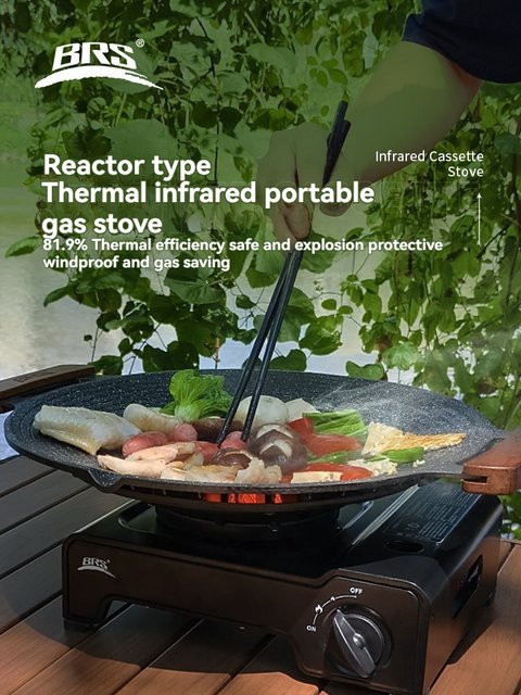 BRS BRS-K006 Infrarot Gasherd für Koreanisches BBQ, Tischgrill für Camping und Haushalt, Weiß - Bild 1