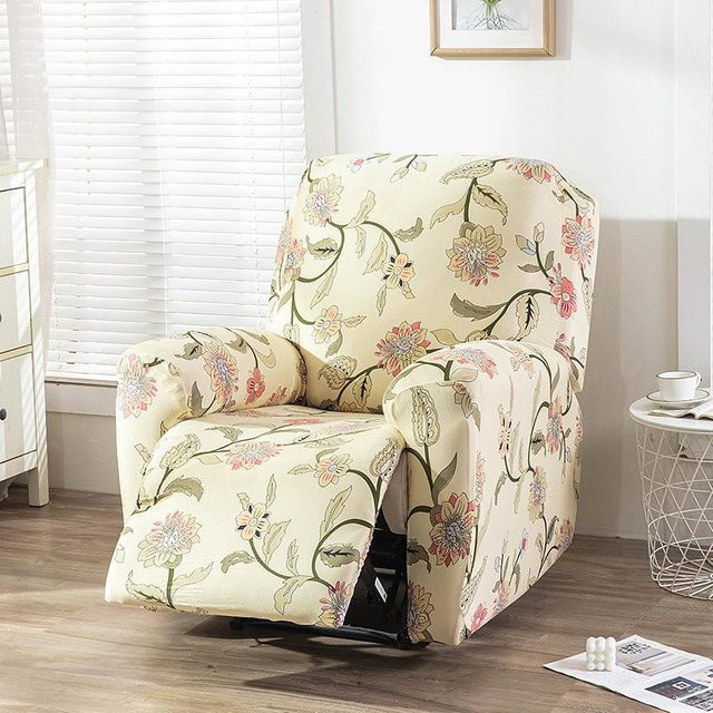 6-teiliges Set Chivas Sofabezug für 2 Personen, elastischer Liegestuhlbezug mit floralem Design in Beige aus Polyester und Elasthan - Bild 1