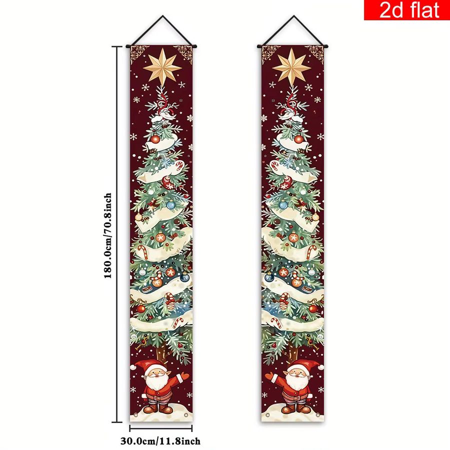 VIKAMA Weihnachtsbanner-Set mit Weihnachtsmann und Weihnachtsbaum als festliche Veranda-Flaggen für deine Weihnachtsfeier - Bild 2