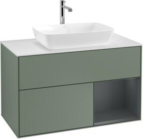 V&B Waschtischunterschrank Finion 100 mit Wandbeleuchtung in Weiß lackiert, B/T/H: 100 x 50,1 x 50,1 cm - Bild 1