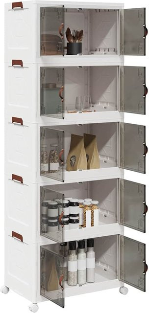 Vidaxl Aufbewahrungsbox mit Rädern, 5-stufig, Weiß, 75 l - Bild 1