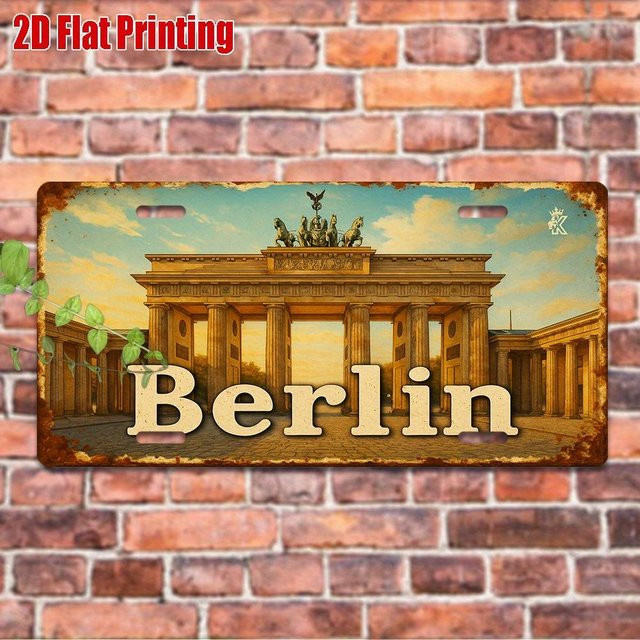 D-Moll Vintage Metallschild Berlin Wanddekoration aus Aluminium, B: 30 cm, H: 15 cm - Bild 1