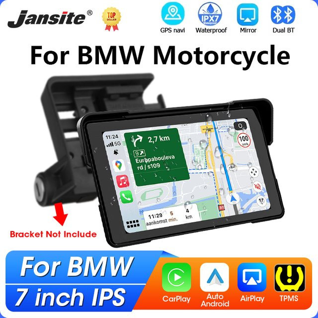 jansite Motorrad CarPlay GPS-Navigation mit Android Auto und Dual-Bluetooth in Schwarz für BMW R1200GS ADV, R1250GS ADV und S1000XR - Bild 1