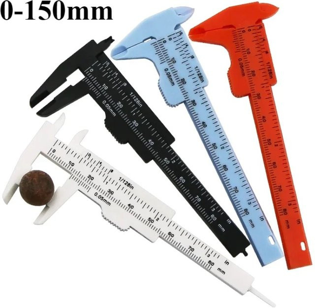 CAOWTAN Kunststoff-Schieblehre mit Doppelmaßstab als Messuhr und Mikrometer für Innendurchmesser und Tiefenmessungen, 80/150mm - Bild 1