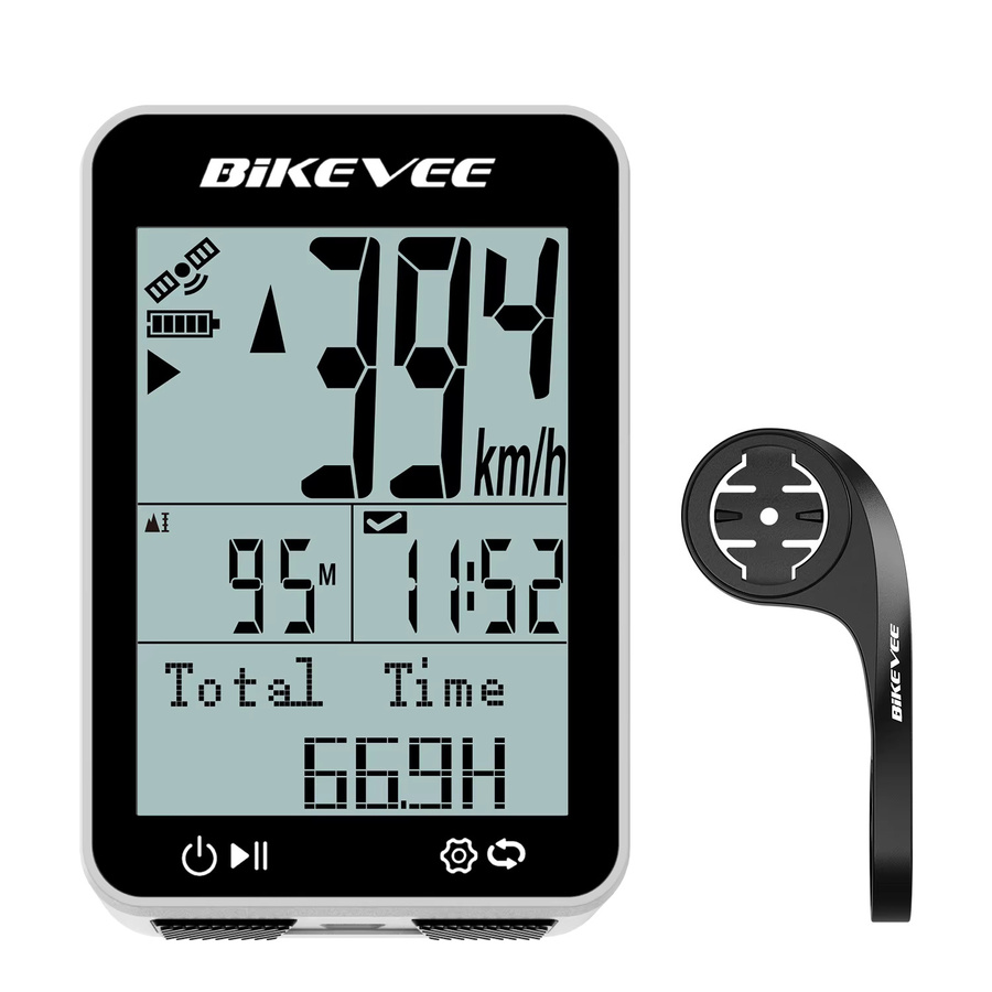 Bikevee Kabelloser GPS Fahrradcomputer in Schwarz-Weiß mit Kilometerzähler, Stoppuhr und wasserdichter Funktion - Bild 5