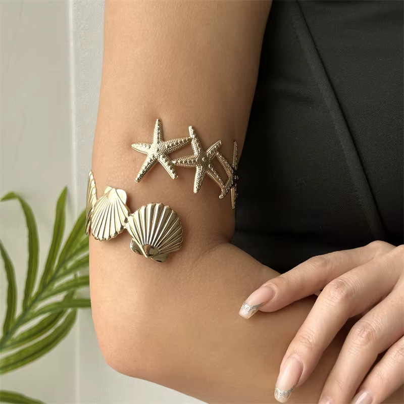 Rinhoo Oberarm-Armband, Seestern Muschel, Gold, Damen - Bild 3