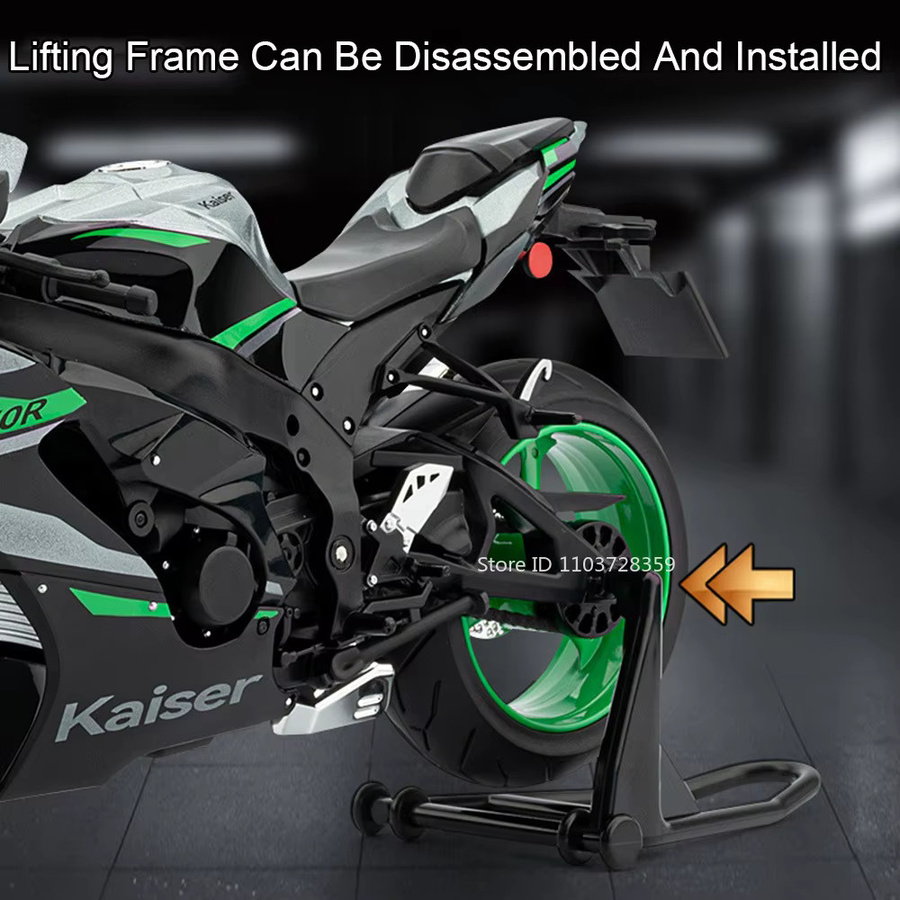 MAKEDA Kawasaki ZX-10R NIJIA H2R Motorrad Modell, 1:9, Metall, mit Sound und Licht - Bild 3