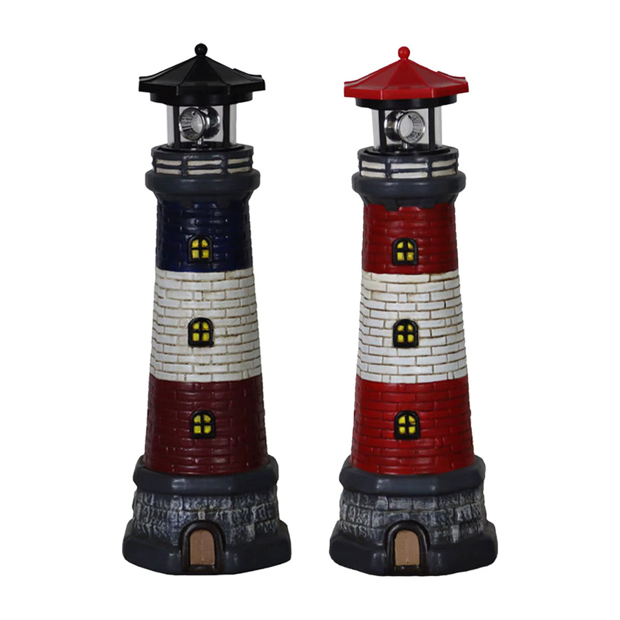 MagiDeal Solarbetriebene Garten-Leuchtturm-Statue aus Kunststoff in Rot und Multicolour mit warmweißem Licht zur Dekoration von Balkon und Garten - Bild 3