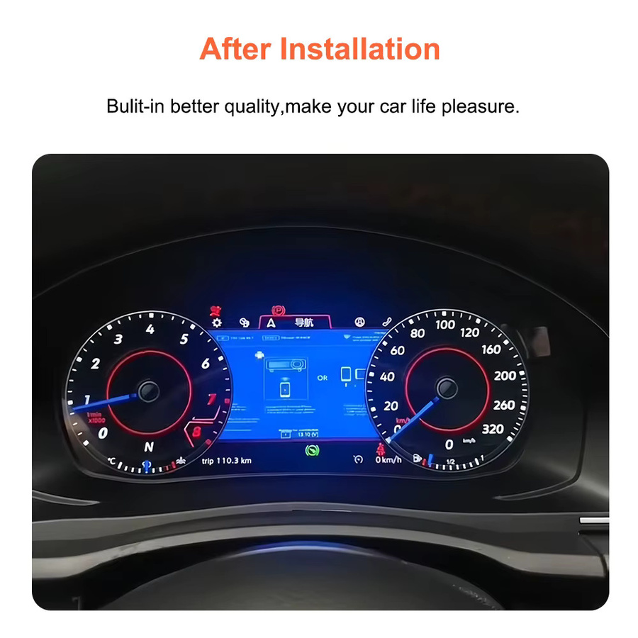 Bonroad 10,25 Zoll LCD Digitales Armaturenbrett für VW Scirocco 2009-2016 und EOS 2010-2015 mit Carplay und Android Auto in Schwarz - Bild 3