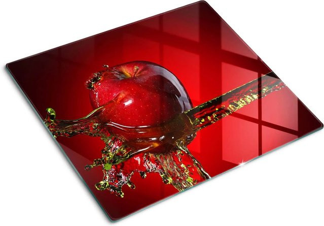 Tulup Herdabdeckplatte aus Glas in Rot als Schneidebrett und Spritzschutz, B/T: 60 x 52 cm - Bild 1