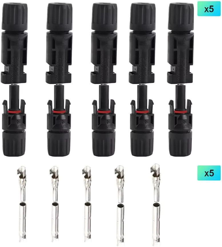AOKIN Solarpanel-Kabelanschlüsse Set, 10 Stück, männlich und weiblich, IP67 wasserdicht, 1000 V, 30 A, 10 AWG, Farbe: Schwarz, inklusive Doppelschlüssel - Bild 2