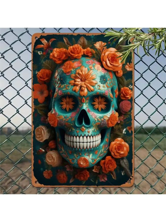 VintageRetroArt Metall-Wandkunstschild mit floralem Design in Multicolour, B/H: 45 x 30 cm - Bild 5