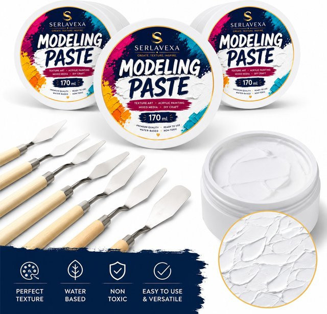 Acryl-Modellierpaste Weißes Textur-Gel für Leinwandmalerei und Mixed-Media-Kunst mit Palettenmesser, 170 ml - Bild 1
