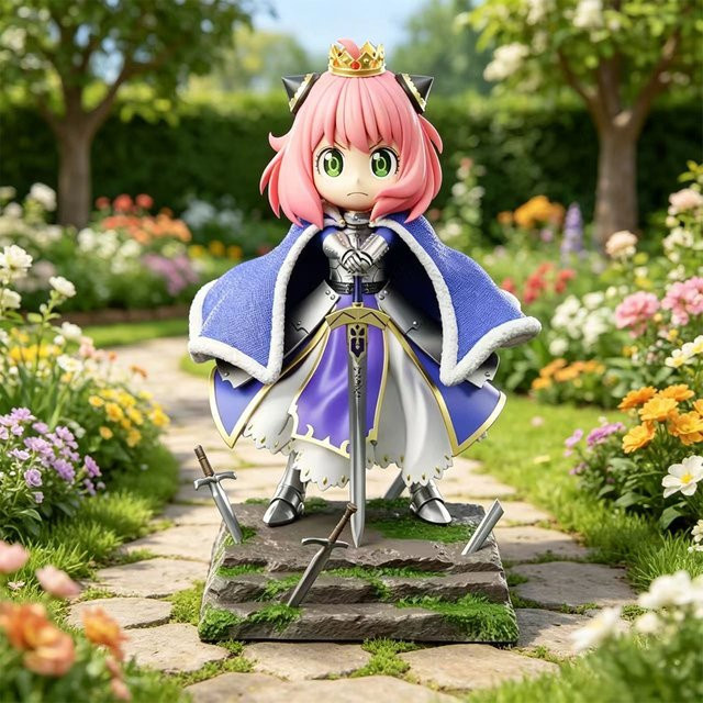 Bandai Anya Forger Saber Version, Q-Version Figur, Doppelköpfige Anime-Figur - Bild 1
